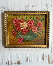 Vintage floral still life in gilt frame